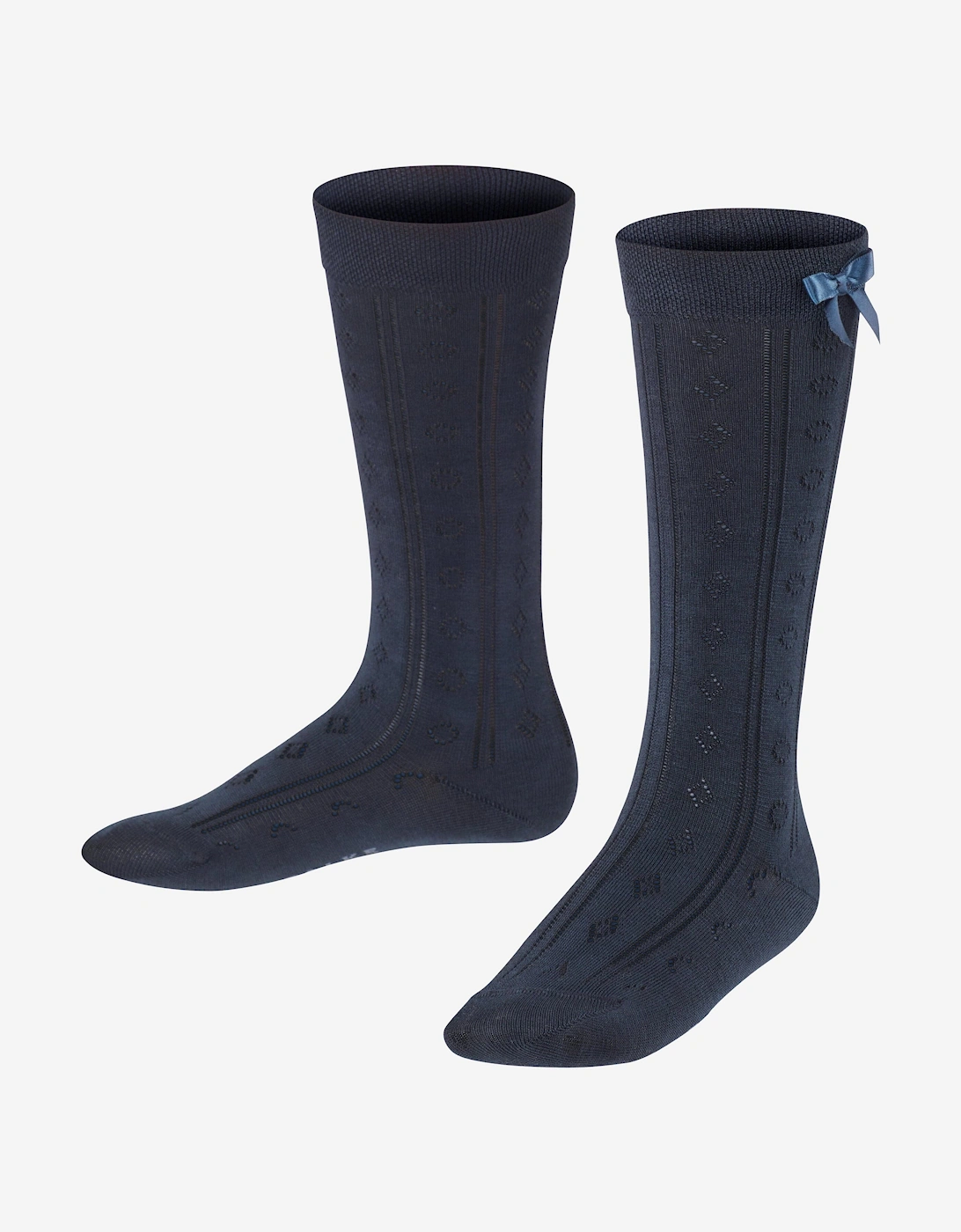 Girls Ajour Knee-High Socks in Navy