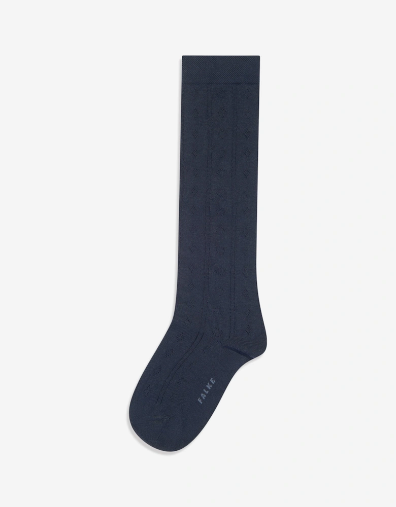 Girls Ajour Knee-High Socks in Navy