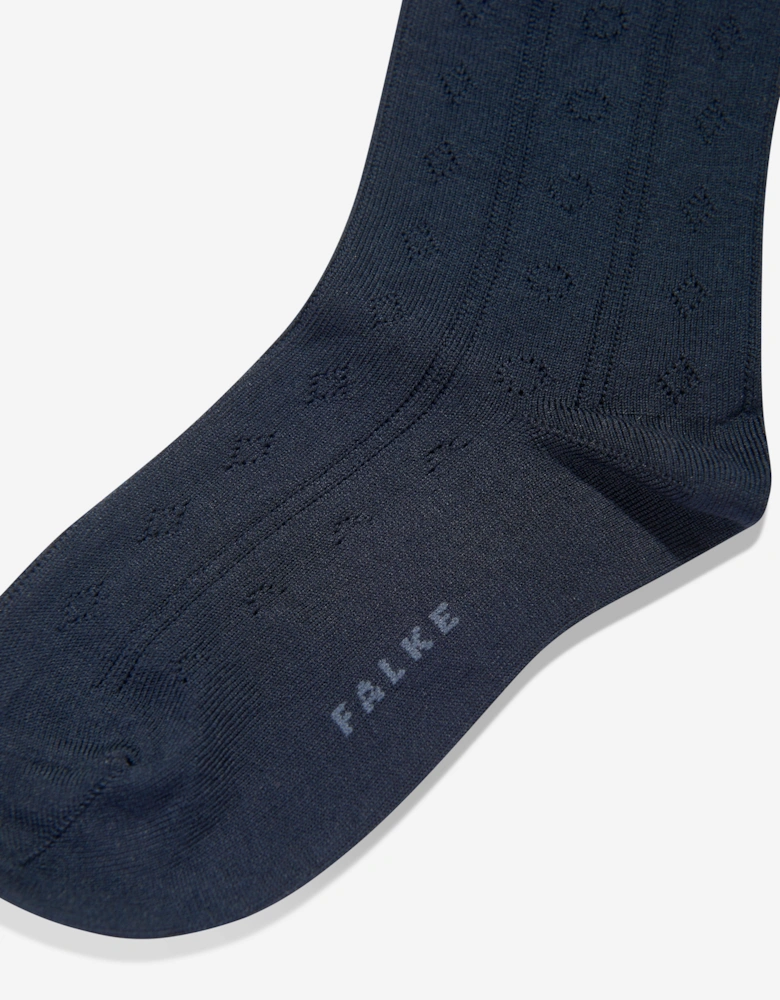 Girls Ajour Knee-High Socks in Navy