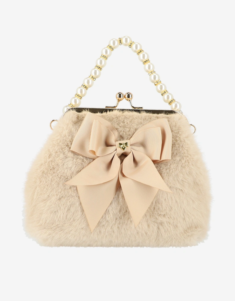 Angels Face Girls Hope Faux Fur Bag in Beige