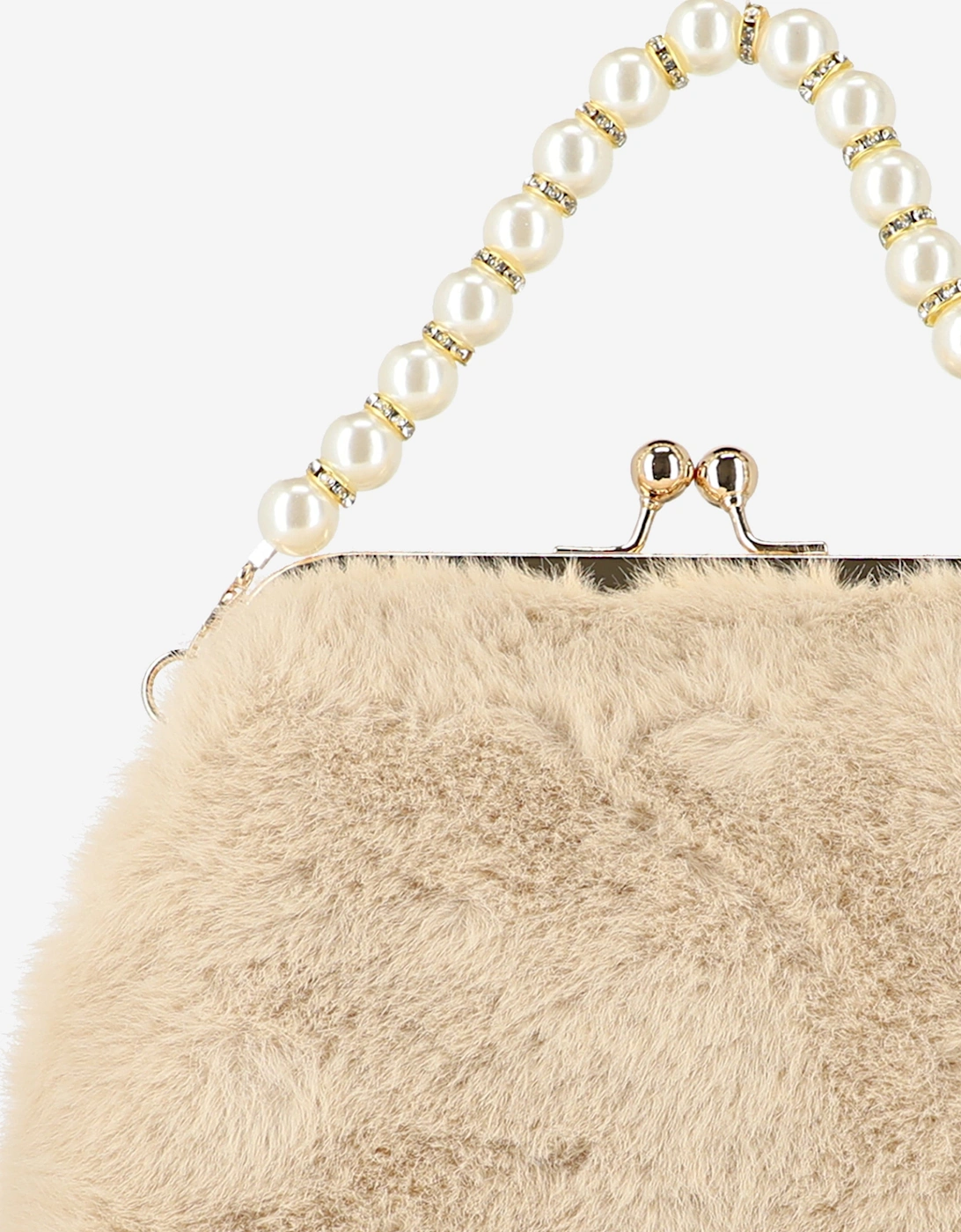 Angels Face Girls Hope Faux Fur Bag in Beige