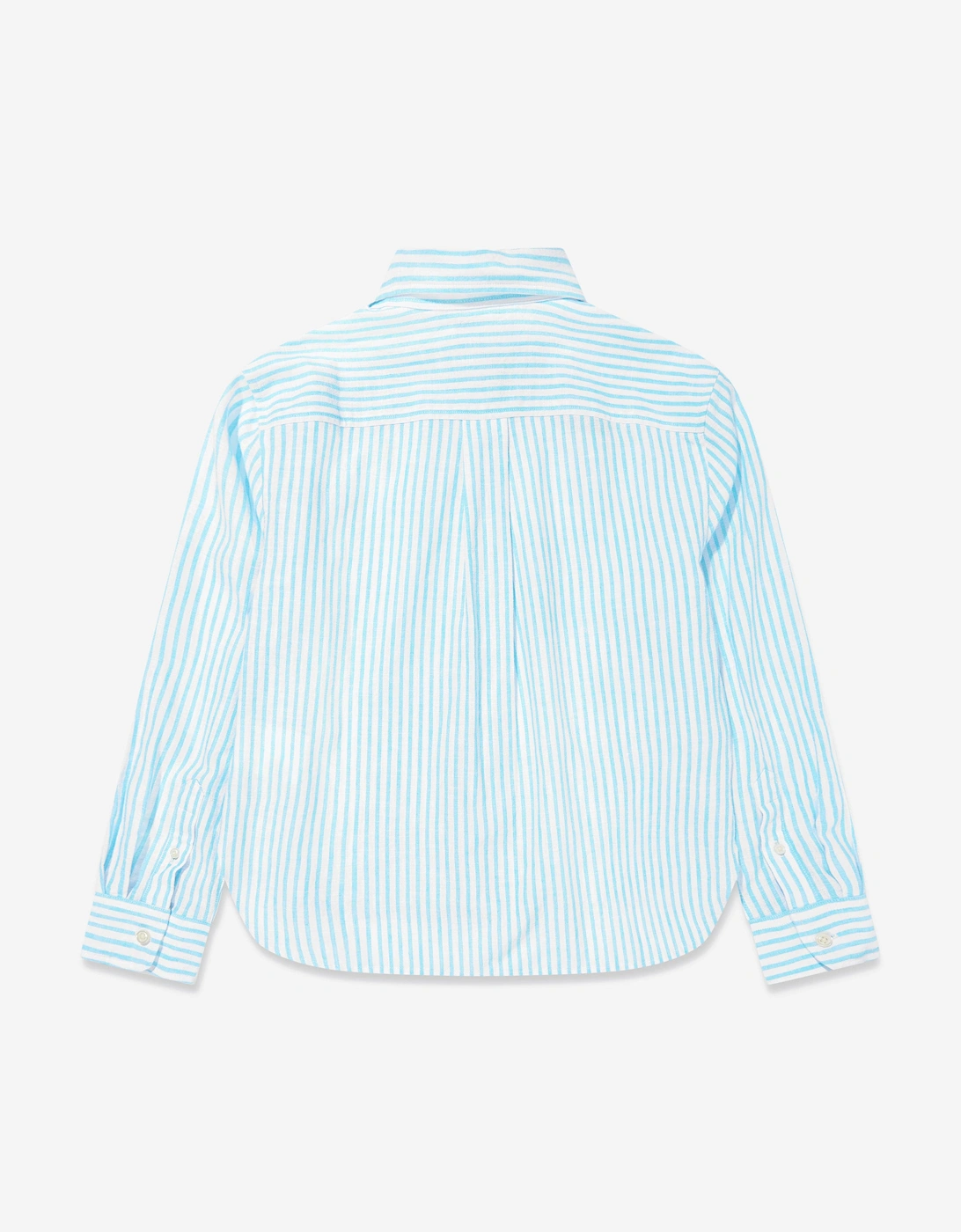 Girls Striped Logo Shirt in Blue