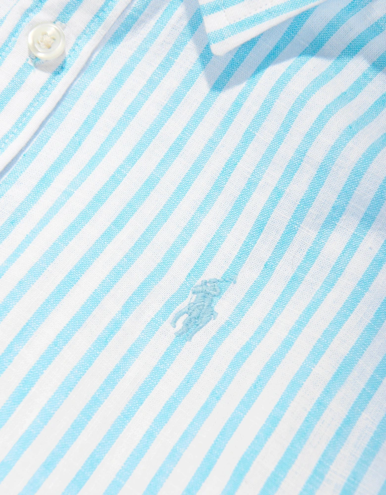Girls Striped Logo Shirt in Blue