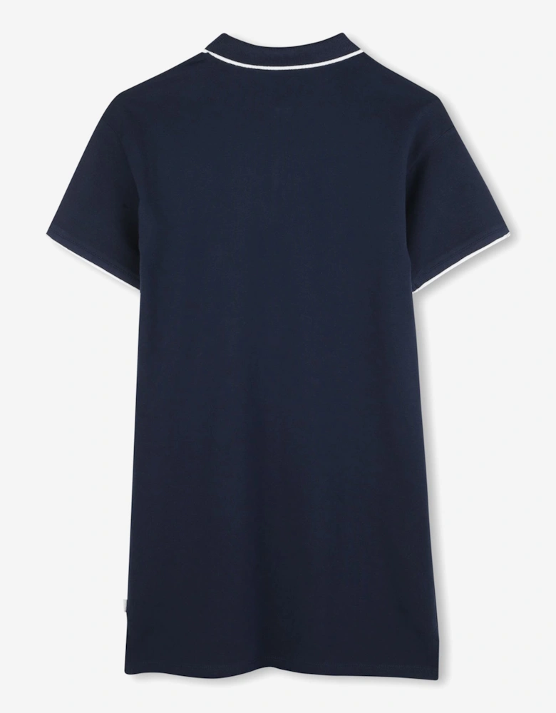 BOSS Girls Double B Logo Polo Dress in Navy