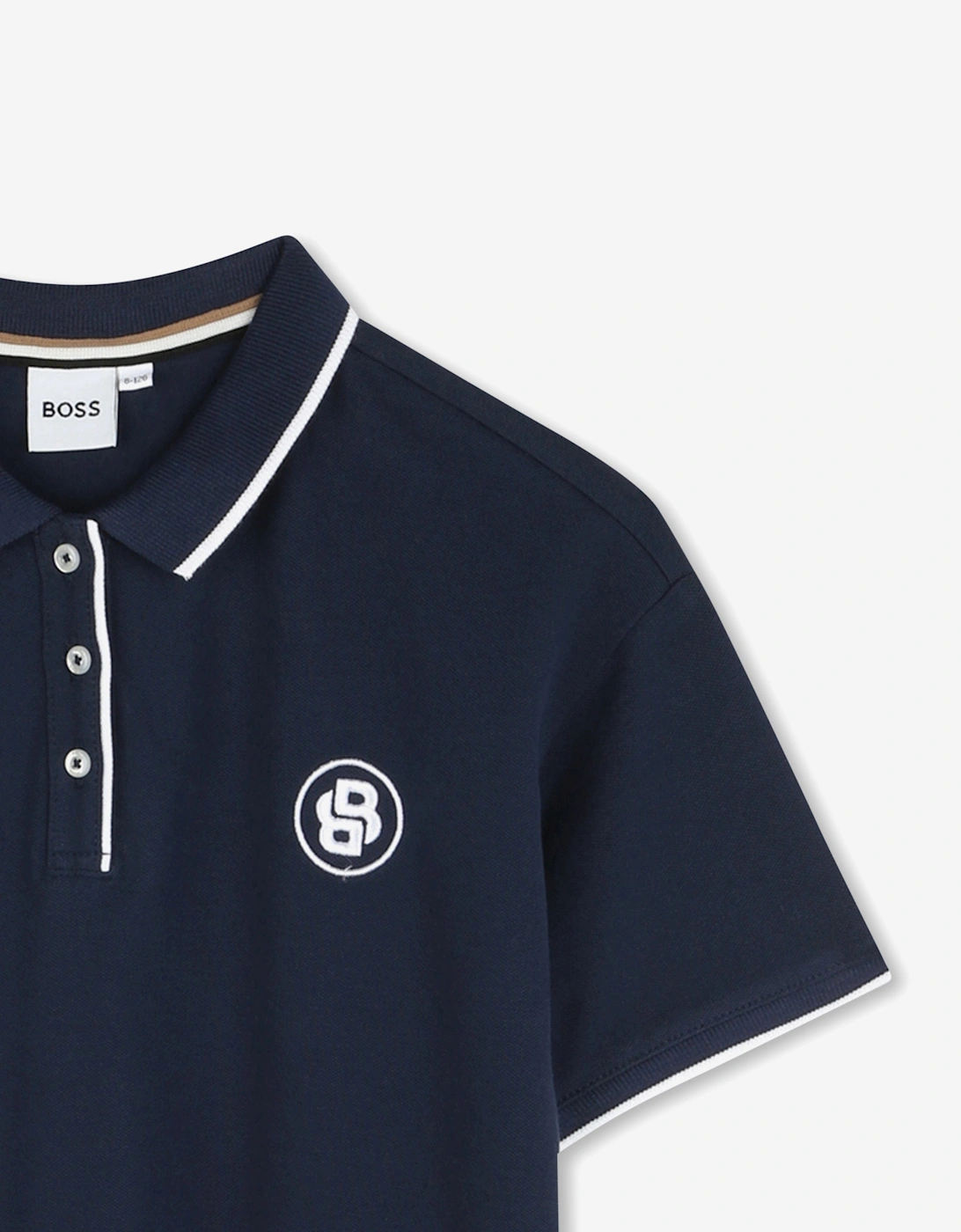 BOSS Girls Double B Logo Polo Dress in Navy