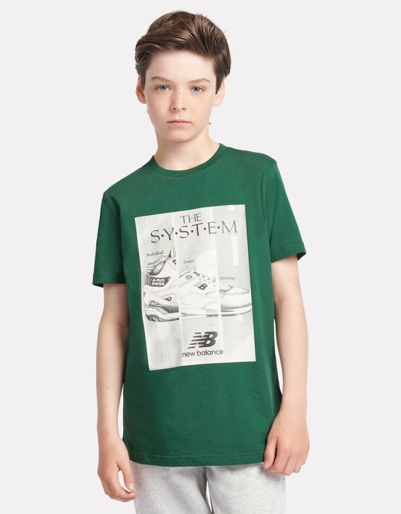 Boys The System Graphic T-Shirt in Green