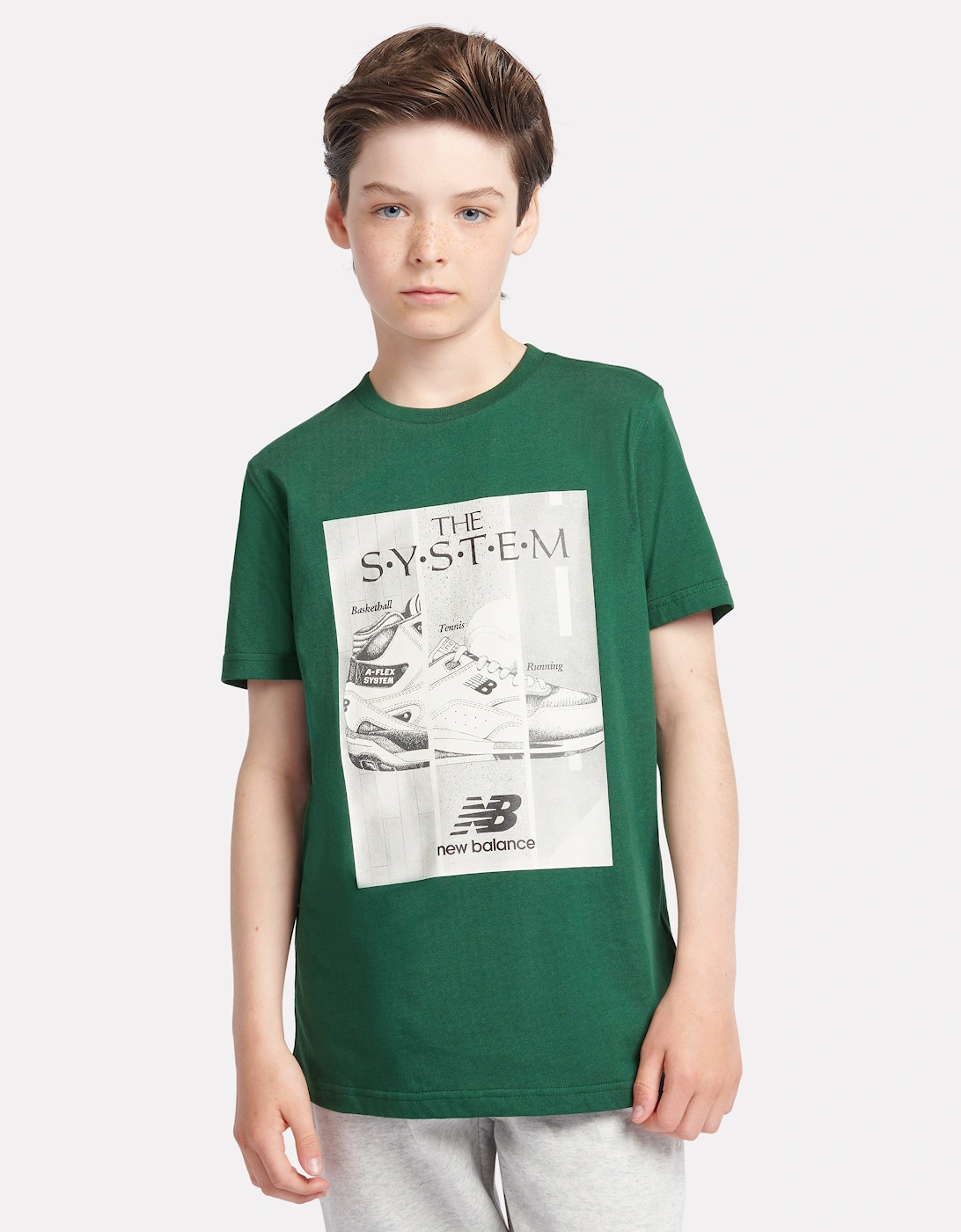 Boys The System Graphic T-Shirt in Green, 5 of 4