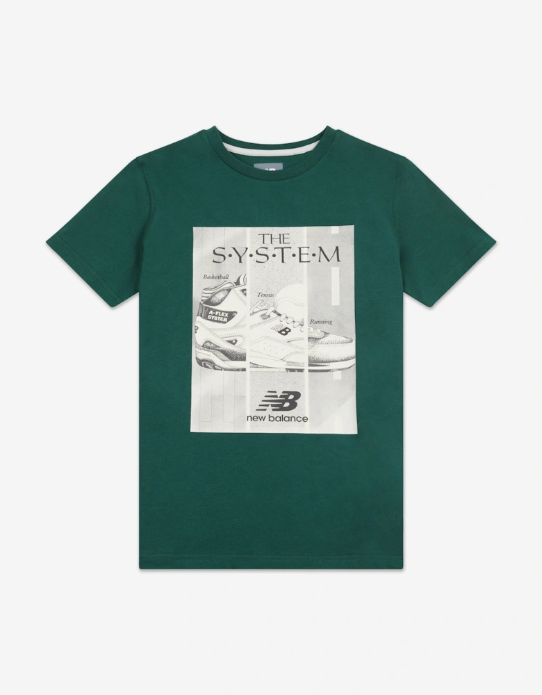 Boys The System Graphic T-Shirt in Green