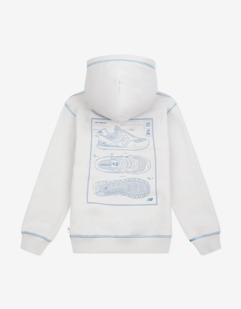 New Balance Boys 574 Diagram Hoodie in Grey