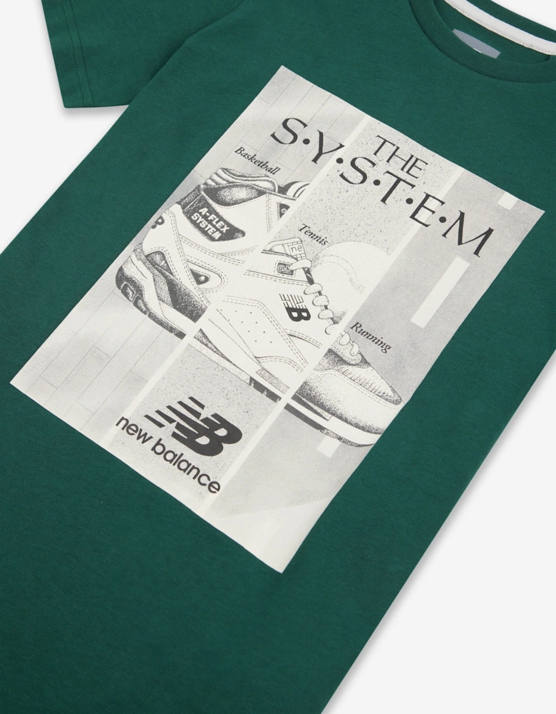 Boys The System Graphic T-Shirt in Green