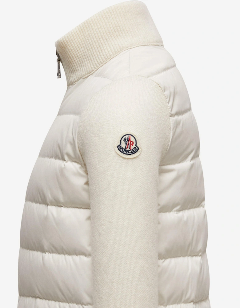 Girls Down Padded Zip Up Cardigan in Ivory