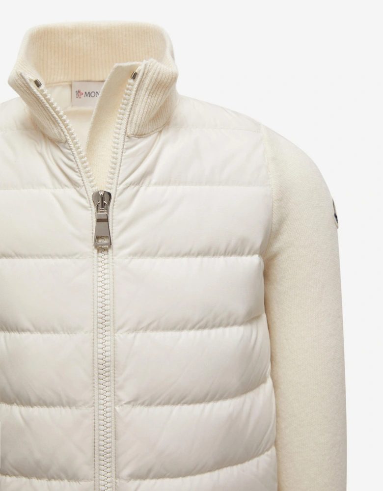 Girls Down Padded Zip Up Cardigan in Ivory