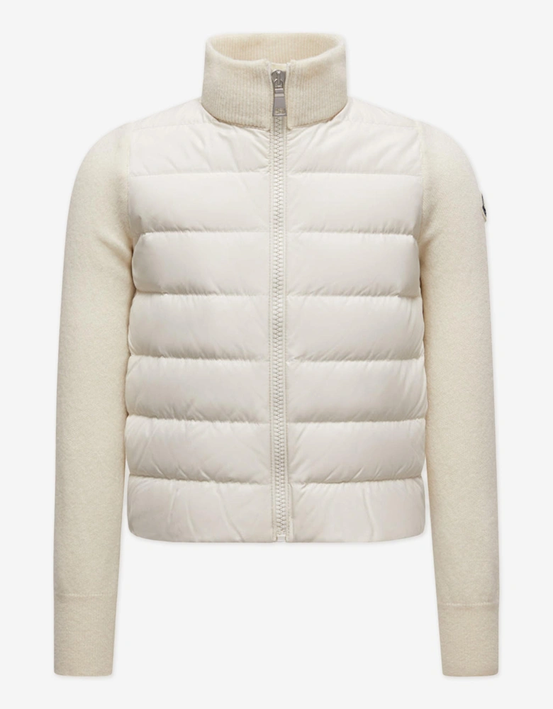 Girls Down Padded Zip Up Cardigan in Ivory
