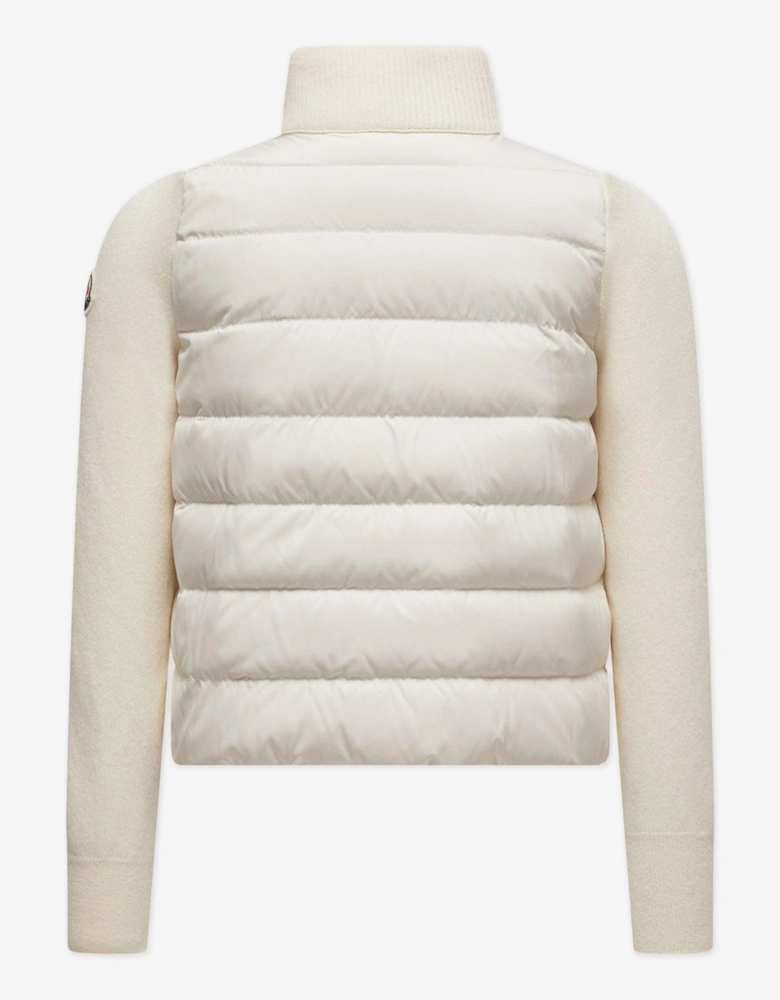 Girls Down Padded Zip Up Cardigan in Ivory