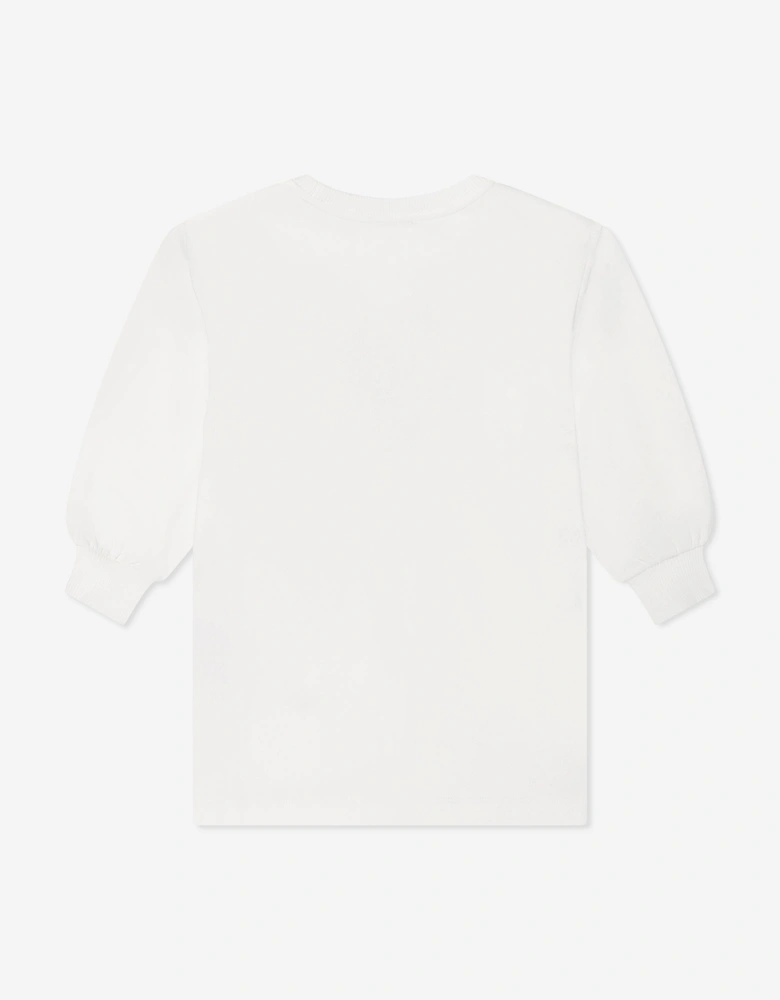Girls Bow Heart Sweater Dress Ivory