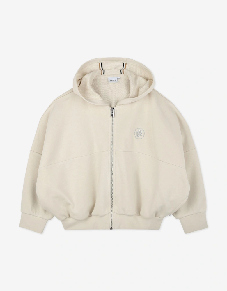 BOSS Girls Double B Zip Up Top in Beige