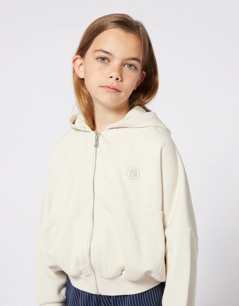 BOSS Girls Double B Zip Up Top in Beige