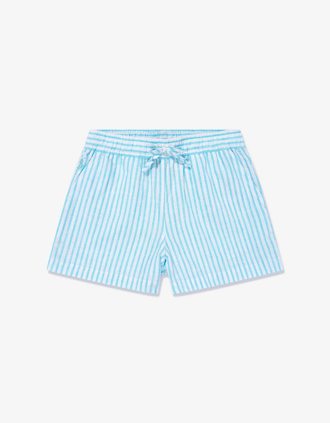 Ralph Lauren Girls Blue 'S Striped Logo Shorts In - : Size 7 Kids
