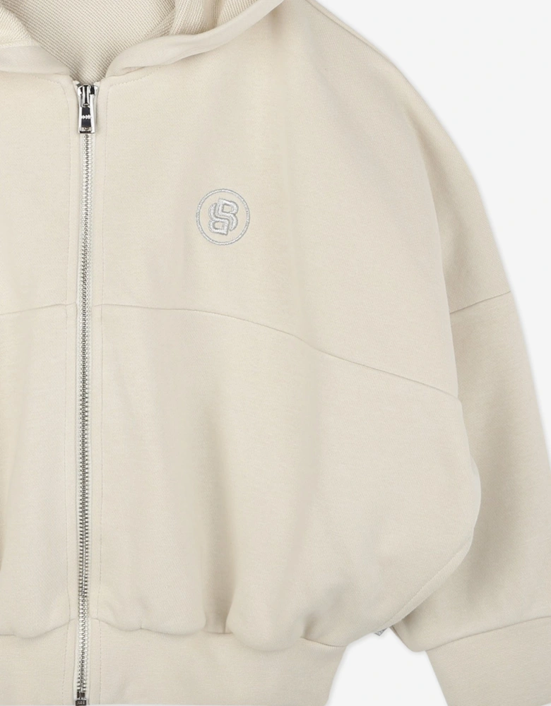 BOSS Girls Double B Zip Up Top in Beige