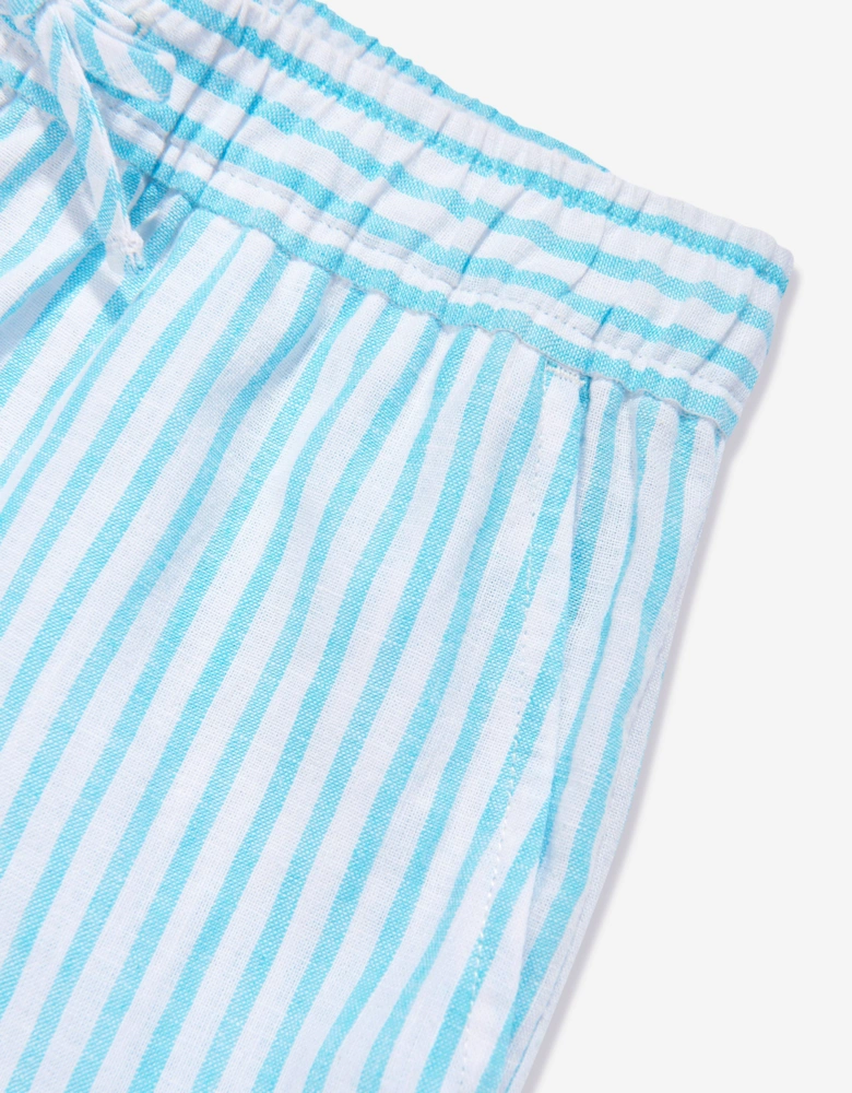 Girls Striped Logo Shorts in Blue