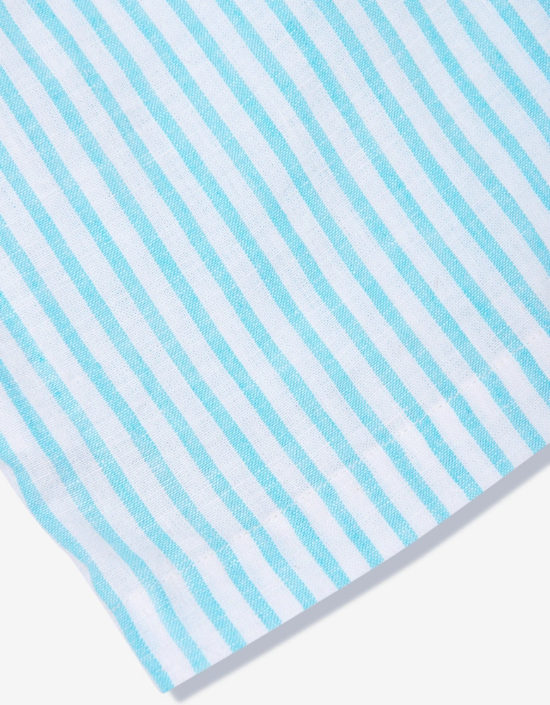 Girls Striped Logo Shorts in Blue