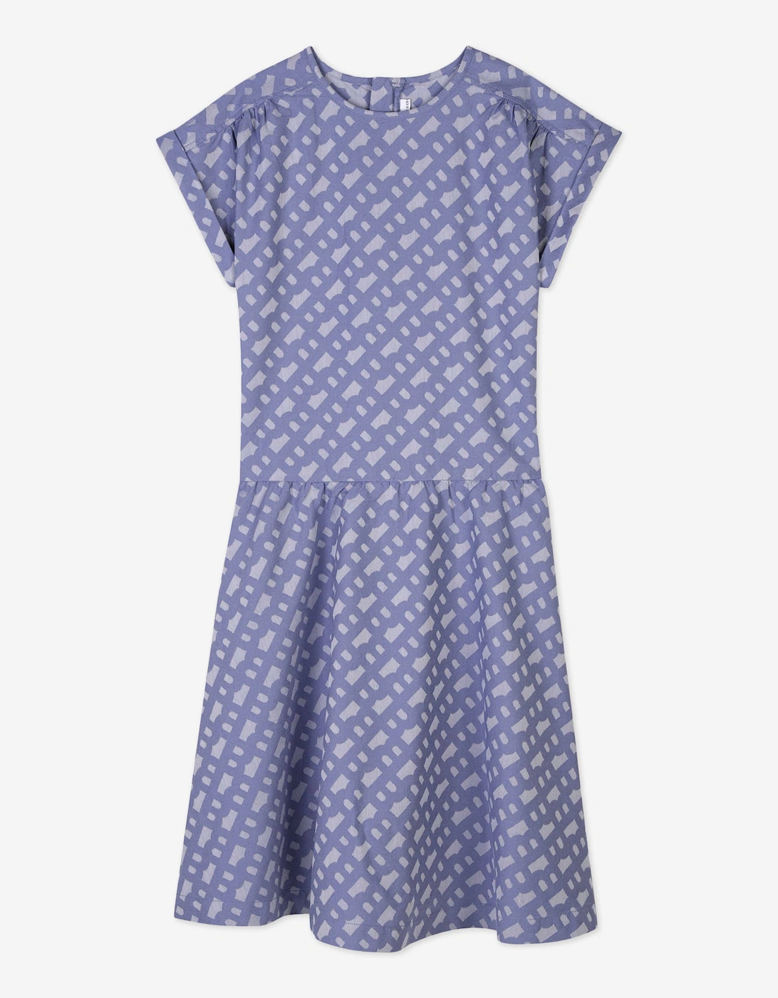 BOSS Girls Jacquard Monogram Dress in Blue, 5 of 4