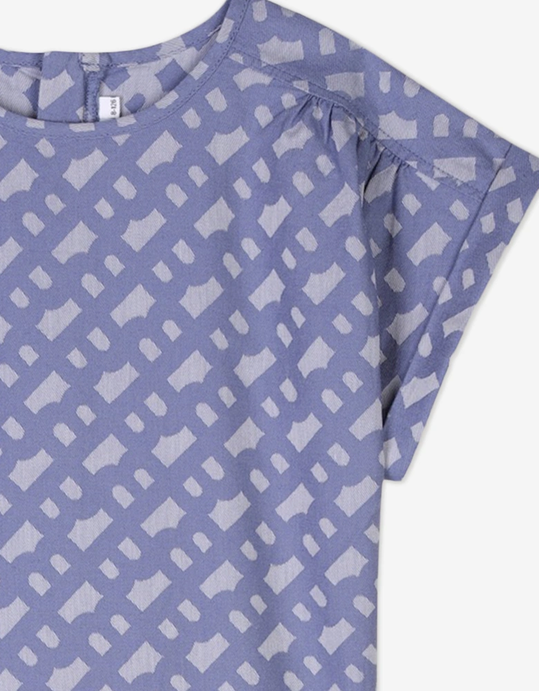 BOSS Girls Jacquard Monogram Dress in Blue