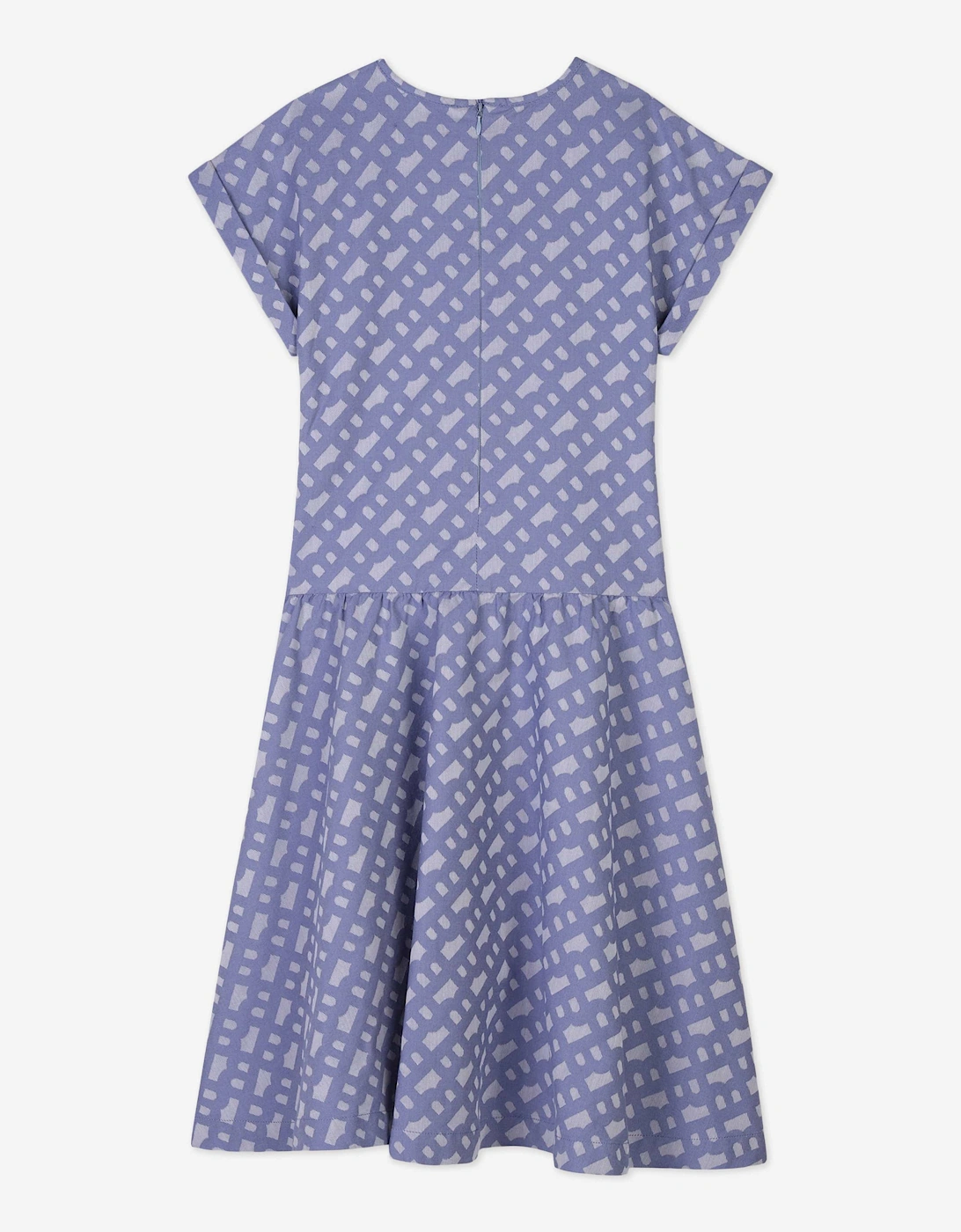 BOSS Girls Jacquard Monogram Dress in Blue
