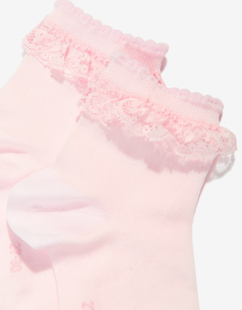 Girls Romantic Lace Socks in Pink