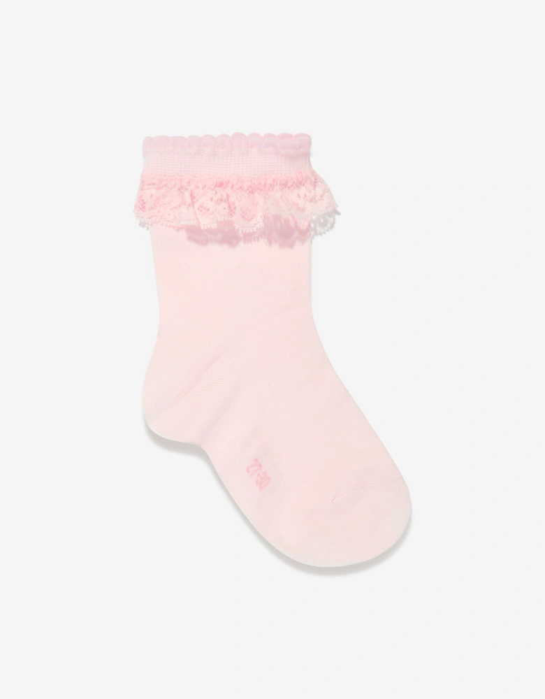 Girls Romantic Lace Socks in Pink
