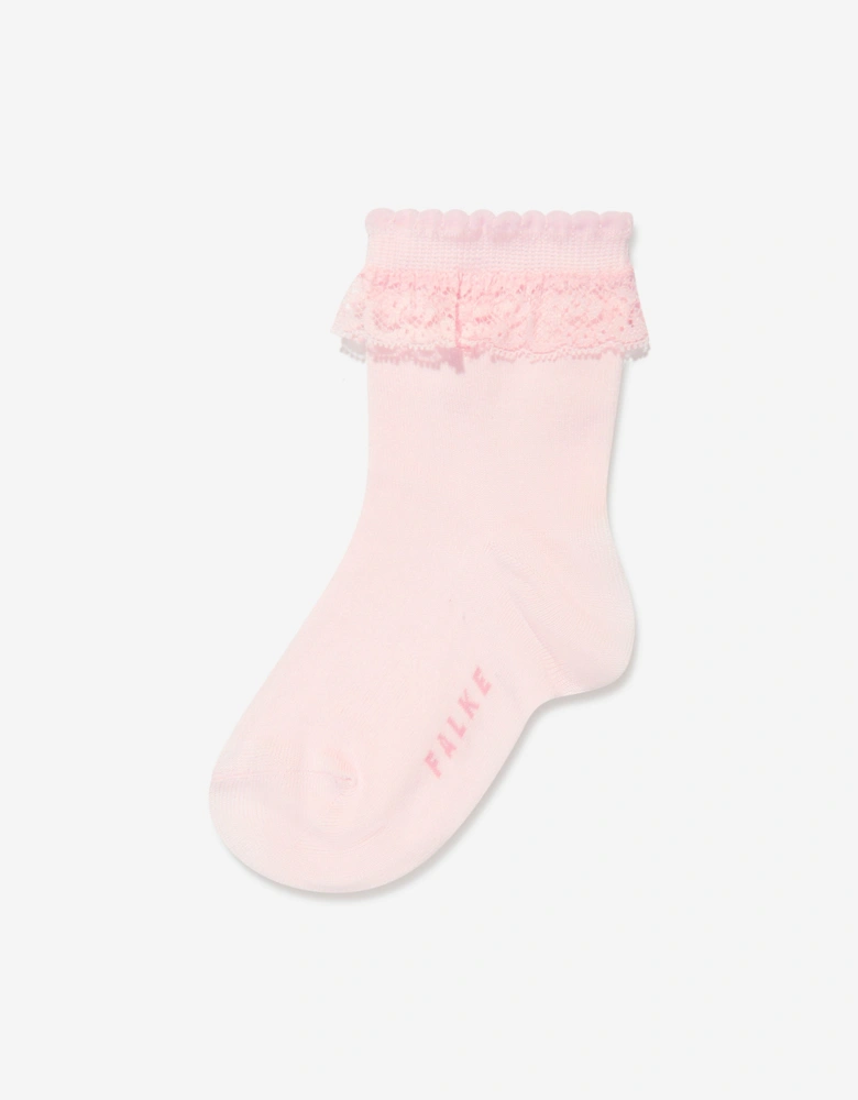 Girls Romantic Lace Socks in Pink