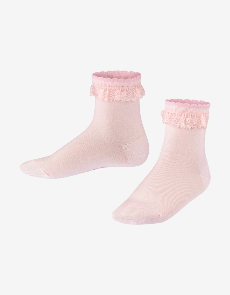 Girls Romantic Lace Socks in Pink