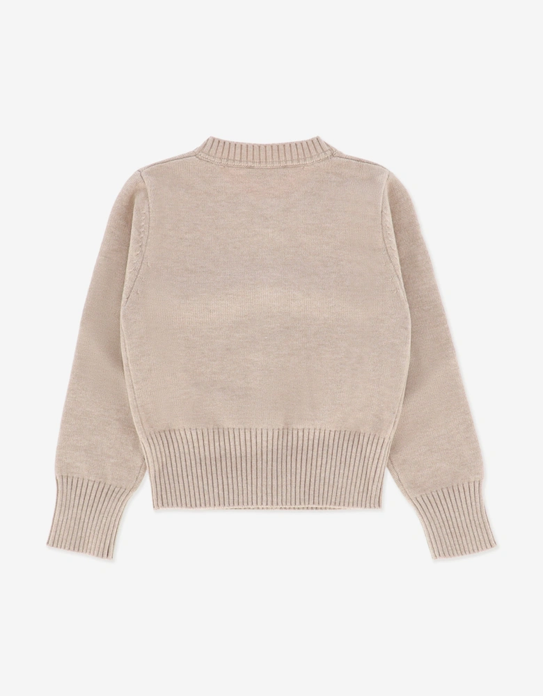 Angels Face Girls Kamala Crystal Studded Cardigan in Beige