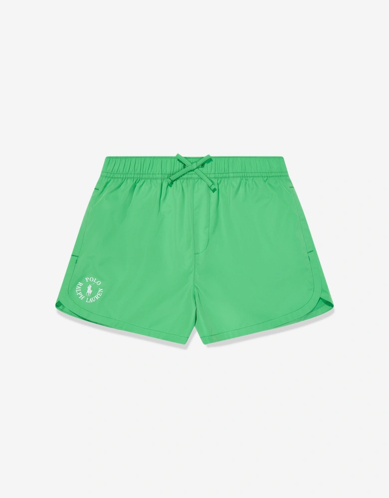 Girls Athletic Logo Shorts in Green