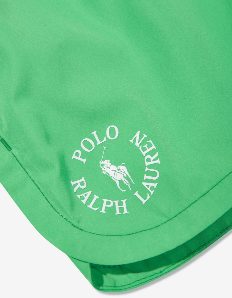 Girls Athletic Logo Shorts in Green