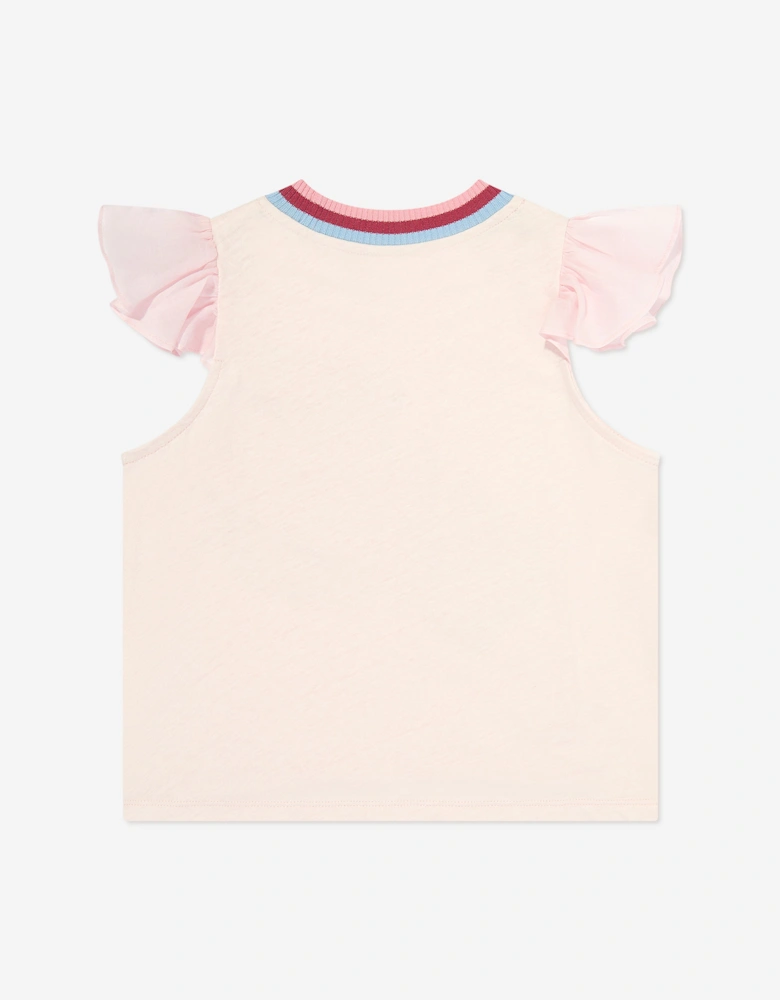 Girls Everley Frill Sleeve T-Shirt in Pink