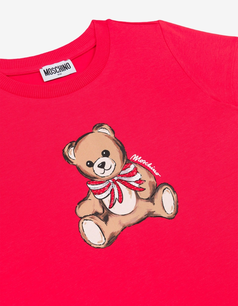 Girls Teddy Bear T-Shirt in Red