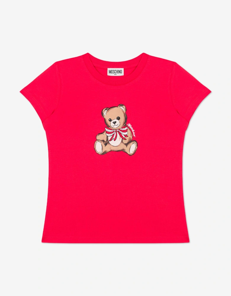 Girls Teddy Bear T-Shirt in Red