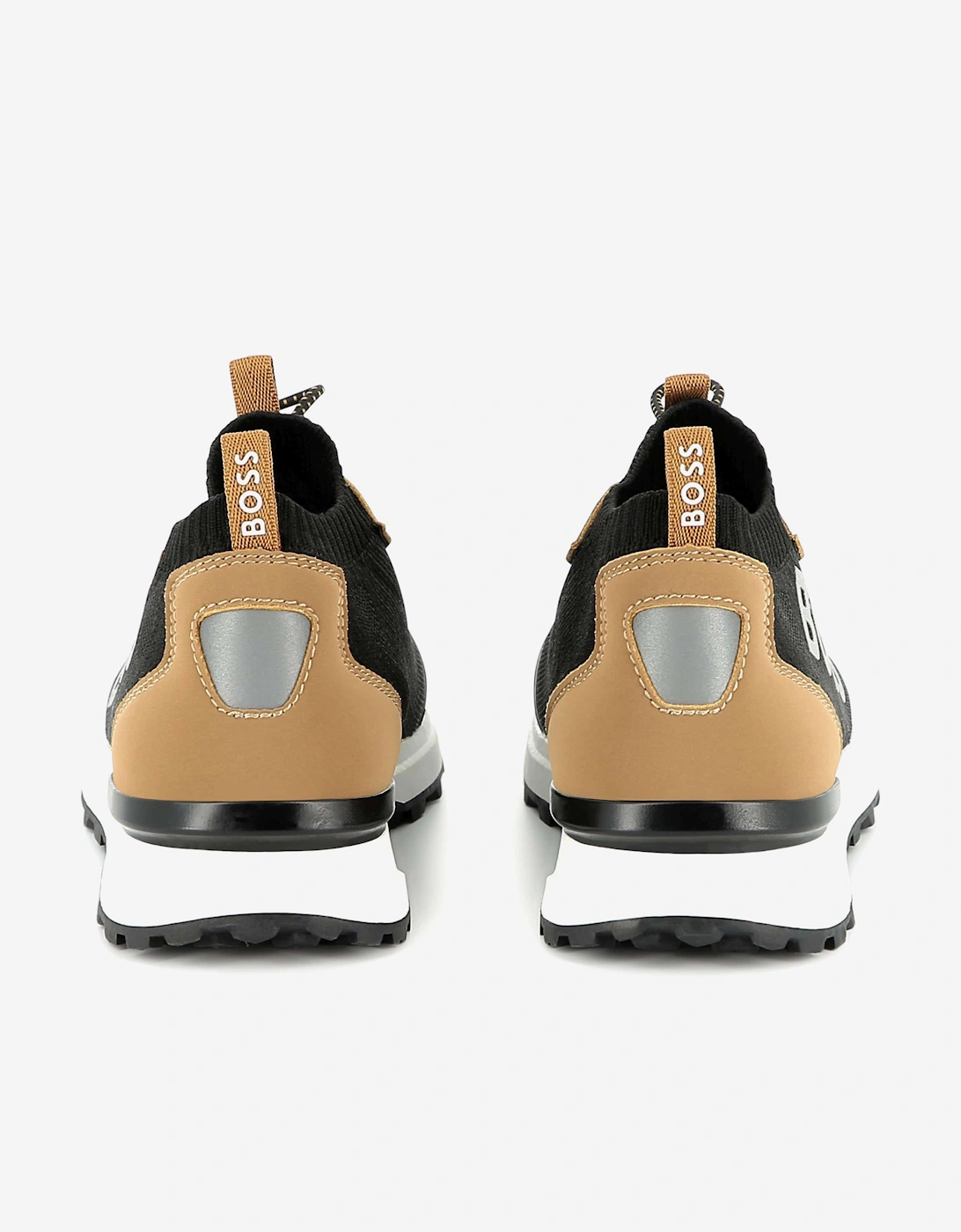 BOSS Boys Logo Sock Trainers in Brown