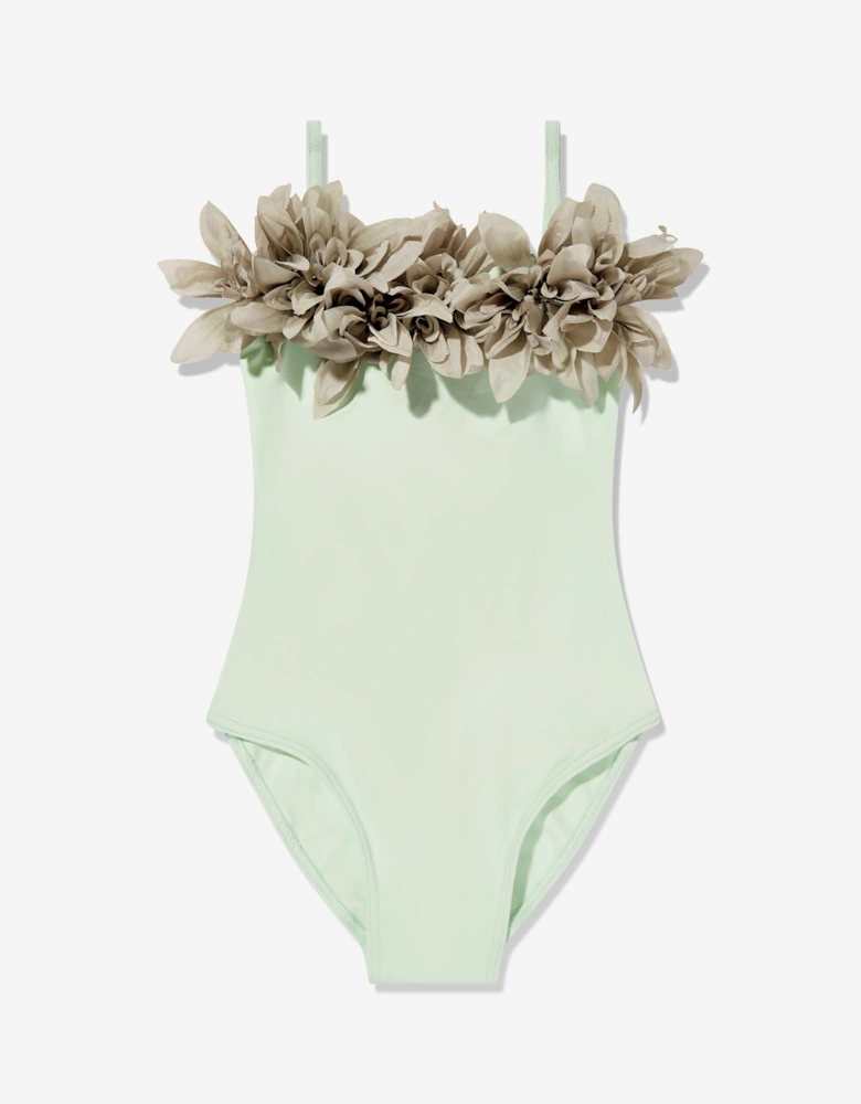 Girls Flower Swimsuit in Green