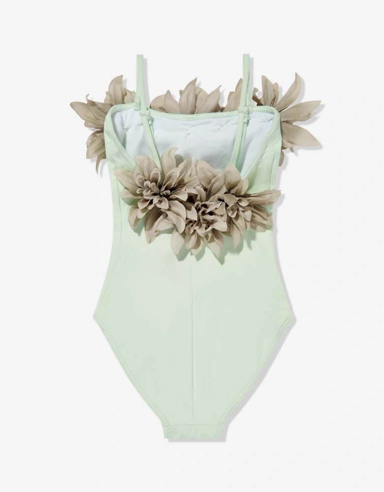 Girls Flower Swimsuit in Green