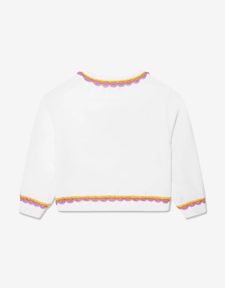 Girls Embroidered Logo Sweatshirt in White