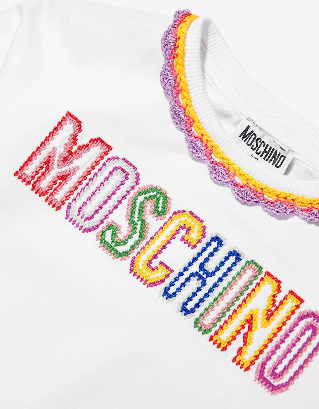 Girls Embroidered Logo Sweatshirt in White