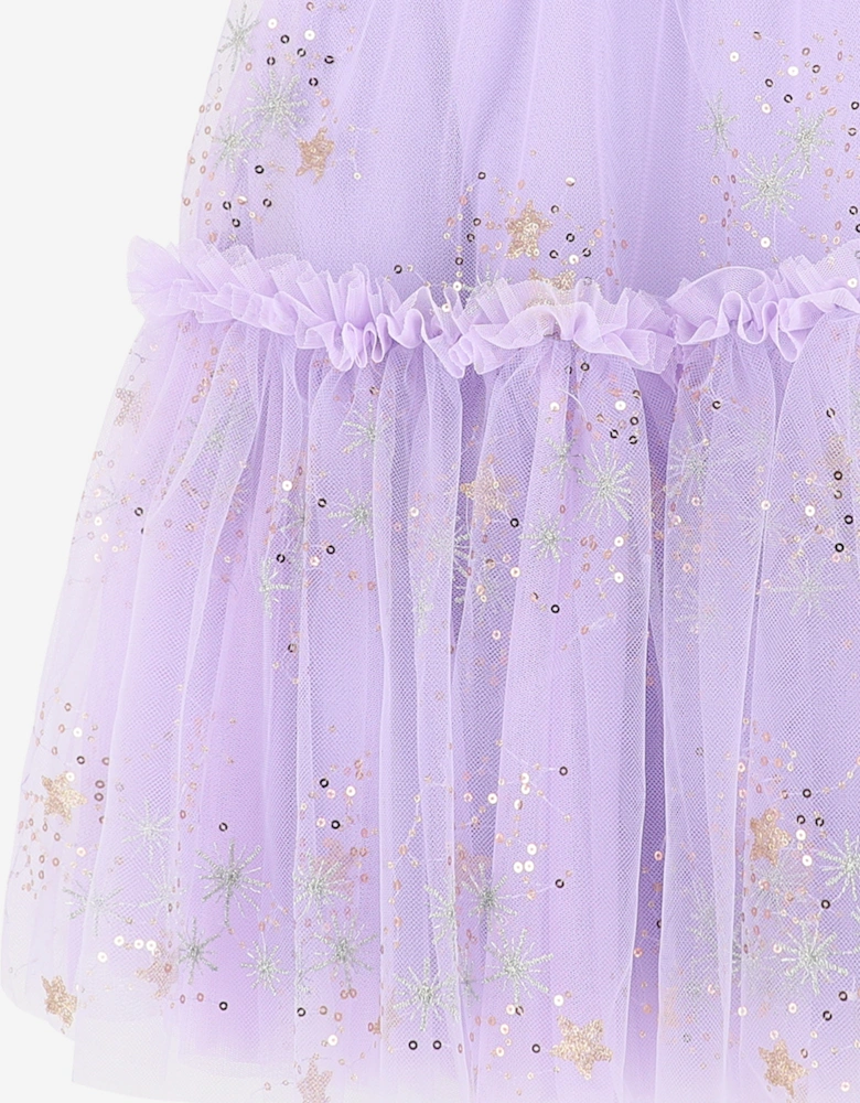Angels Face Girls Marietta Multi Glitter Star Dress in Purple