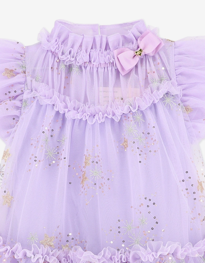 Angels Face Girls Marietta Multi Glitter Star Dress in Purple