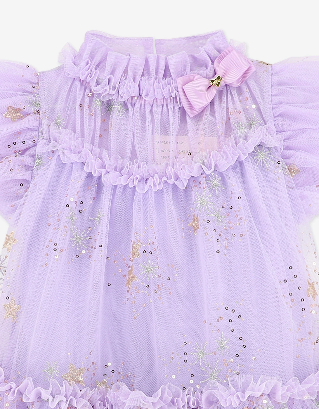 Angels Face Girls Marietta Multi Glitter Star Dress in Purple