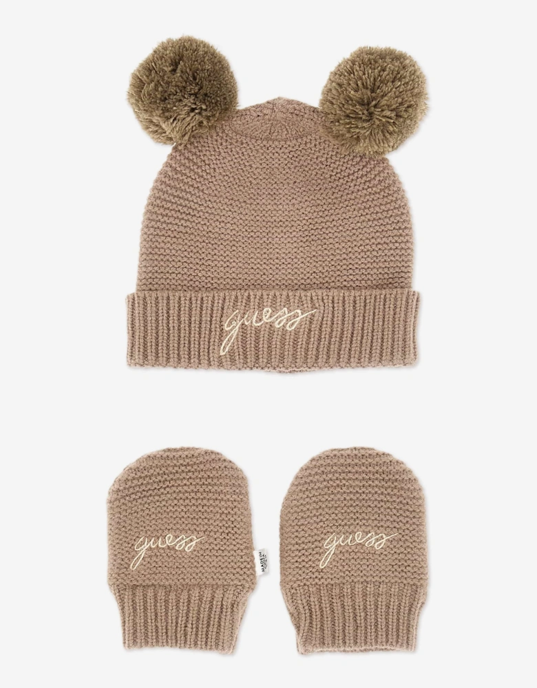 Baby Hat and Mittens Set in Brown