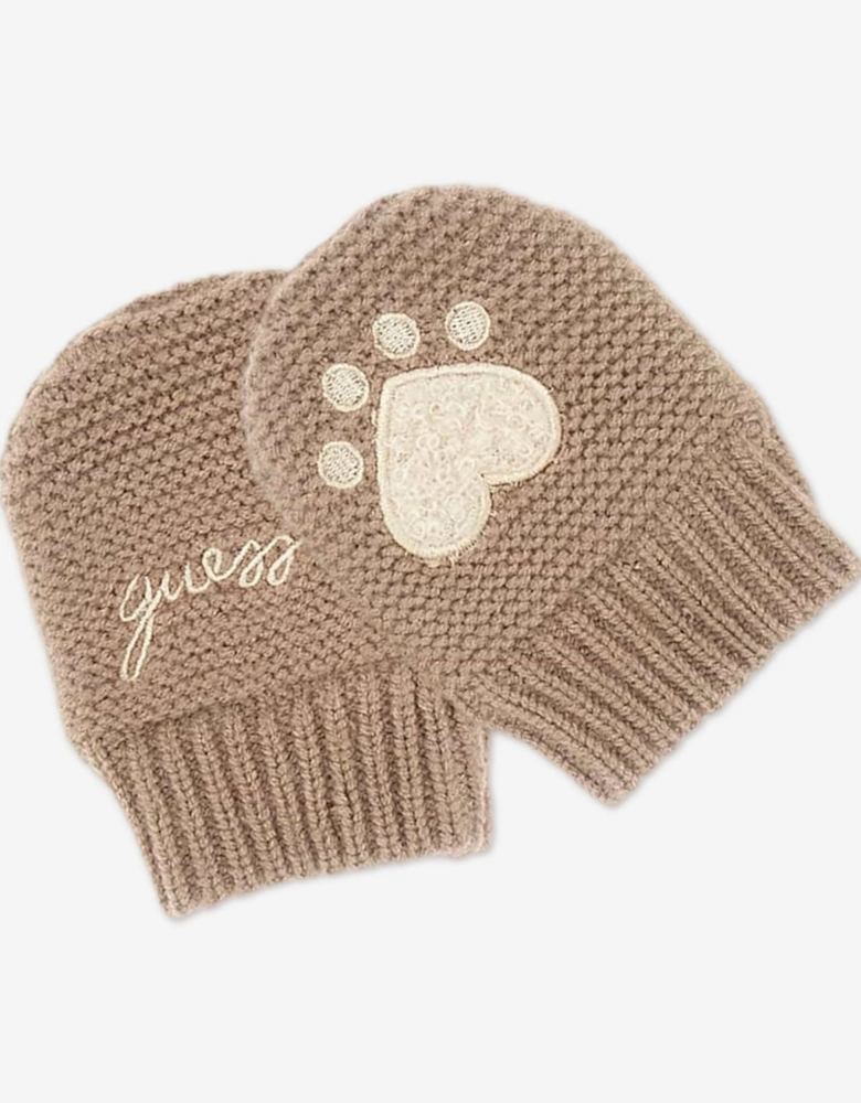 Baby Hat and Mittens Set in Brown