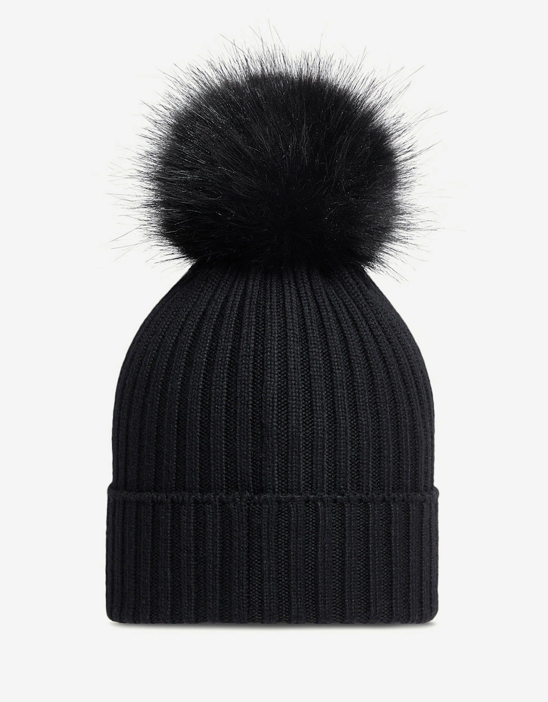 Girls Knitted Pom Pom Hat in Black
