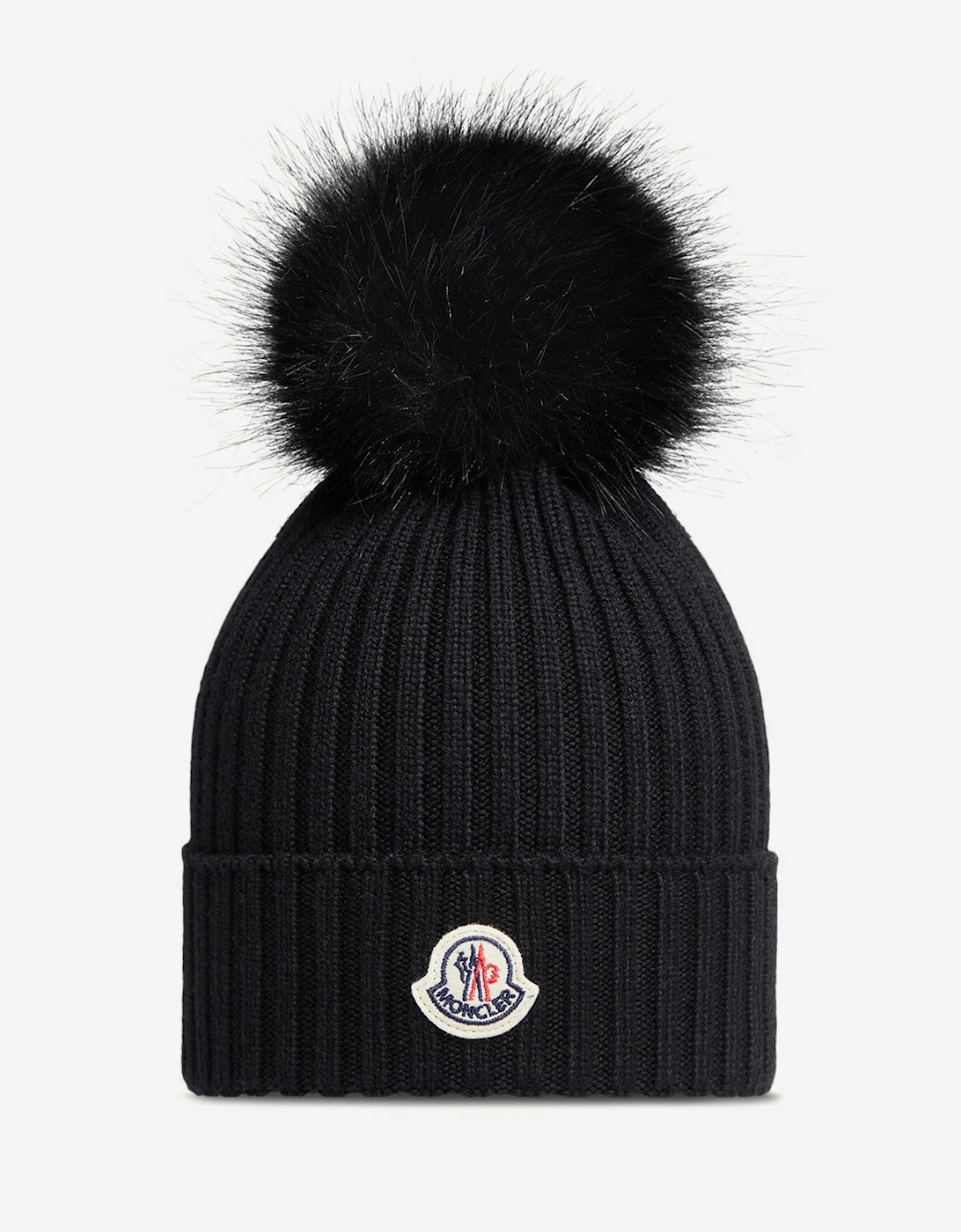 Girl's Moncler Enfant Girls Knitted Pom Pom Hat in Black - Size: L 12 - 14 yrs